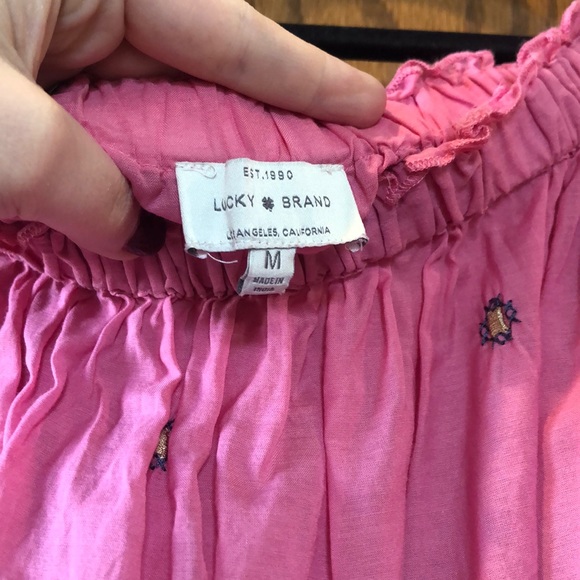 Lucky Brand OTS Embroidered Top - Picture 4 of 5